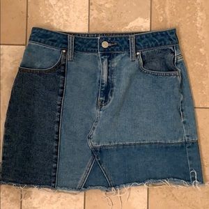 PACSUN Color Blocked Denim Mini Skirt